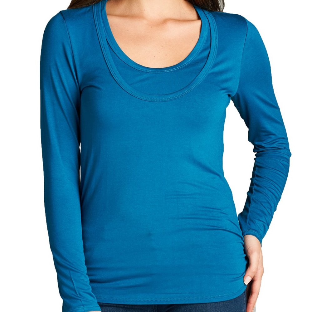 <CMT1321> Teal Double Layered Maternity Nursing Top